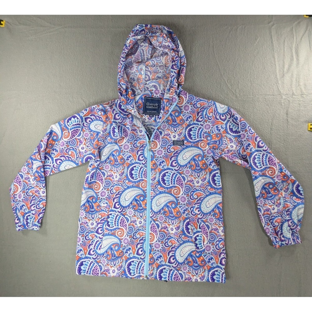 Simply Southern Womens Rainzip Windbreaker Jacket Small Multicolor Paisley
